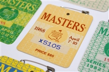 1980, 1982, 1985, 1987 & 1988 Masters Tournament SERIES Badges