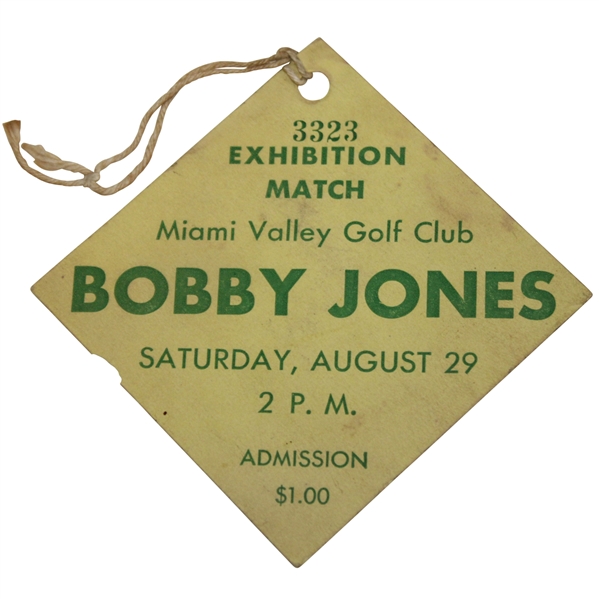Bobby Jones Signed 1931 Miami Valley Golf Club Exhibition Match Ticket JSA #ZZ01217