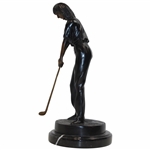 Statue Of Female Golfer Lining Up An Iron Shot 