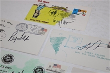 Ten (10) Major Champions Signed Cachets - Strange, Floyd, Pavin, Irwin & others JSA ALOA