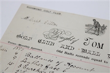 1897-98 Invoice From Tom Hogg Of Richmond Golf Club.