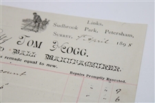 1897-98 Invoice From Tom Hogg Of Richmond Golf Club.