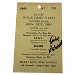 Kathy Whitworth Twice-Signed 1968 Ladies World Series Of Golf at Snyder Park Ticket JSA ALOA