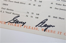 Gary Player Signed 1961 Masters Tournament Saturday Pairing Sheet JSA ALOA