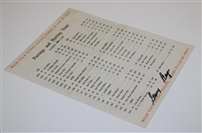 Gary Player Signed 1961 Masters Tournament Saturday Pairing Sheet JSA ALOA