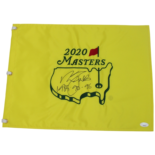 Nick Faldo Signed 2020 Masters Tournament Embroidered Flag w/Years Won JSA #CA66659