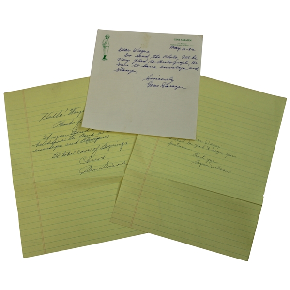 Nelson, Snead, & Sarazen Signed Handwritten Letters To Wayne Beck JSA ALOA