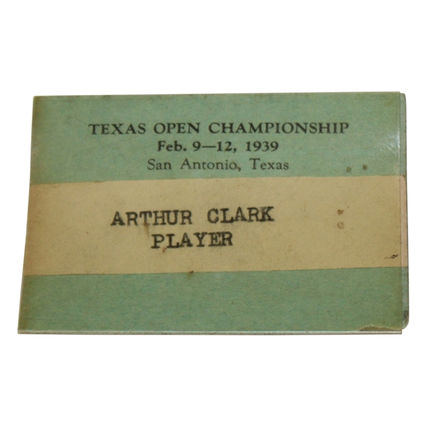 1939 Texas Open Championship Arthur Clark Player Badge