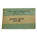 1939 Texas Open Championship Arthur Clark Player Badge