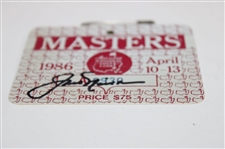 Jack Nicklaus Signed 1986 Masters Tournament SERIES Badge #A2930 JSA ALOA