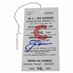 Jack Nicklaus Signed 1980 US Open at Baltusrol June 16th Play-Off Ticket #06469 JSA ALOA