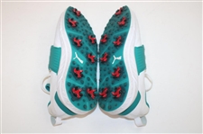John Daly Signed Match Used Teal & White Puma Golf Shoes - Daly Collection