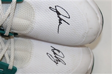 John Daly Signed Match Used Teal & White Puma Golf Shoes - Daly Collection