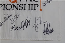 Tiger, Trevino, Sorenstam & others Signed PNC Championship Embroidered Flag JSA ALOA