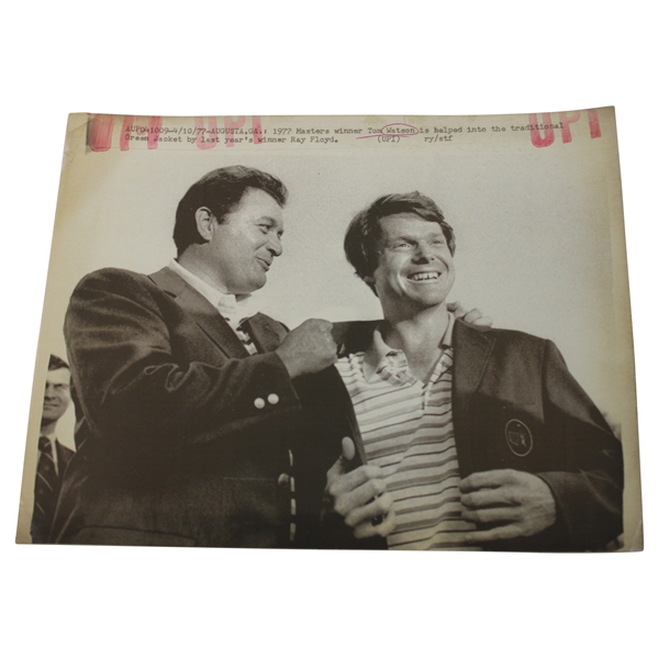 Tom Watson 1977 Masters Green Jacket Wire Photo