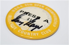 Gary Player Signed 1965 US Open at Bellerive Press Badge JSA ALOA