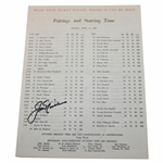 Jack Nicklaus Signed 1965 Masters Tournament Sunday Pairing Sheet JSA ALOA