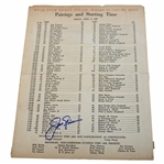 Jack Nicklaus Signed 1966 Masters Tournament Friday Pairing Sheet JSA ALOA