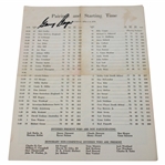 Gary Player Signed 1978 Masters Tournament Sunday Pairing Sheet JSA ALOA
