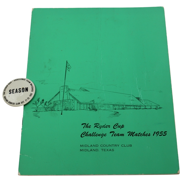 1955 Ryder Cup Challenge Team Matches at Midland Country Club Program & Season Badge 