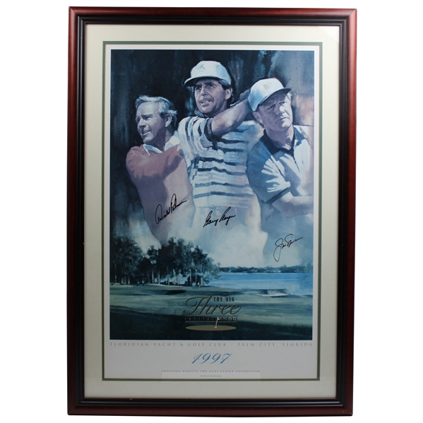 Palmer, Player & Nicklaus Signed 1997 The Big Three Invitational Poster JSA ALOA - Framed