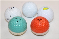 Five Golf Balls - Tiger, Masters, Ping, & Ryder Cup