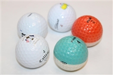 Five Golf Balls - Tiger, Masters, Ping, & Ryder Cup