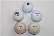 Five Golf Balls - Tiger, Masters, Ping, & Ryder Cup