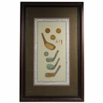Limited Edition 163/300 Vintage Golf Clubs, Balls, & Tees Framed Display Signed by Artist