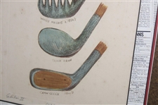 Limited Edition 163/300 Vintage Golf Clubs, Balls, & Tees Framed Display Signed by Artist