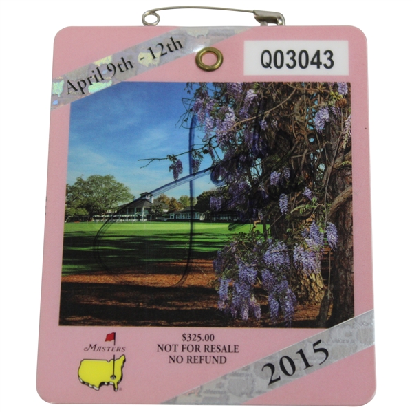 Jordan Spieth Signed 2015 Masters SERIES Badge #Q03043 JSA ALOA