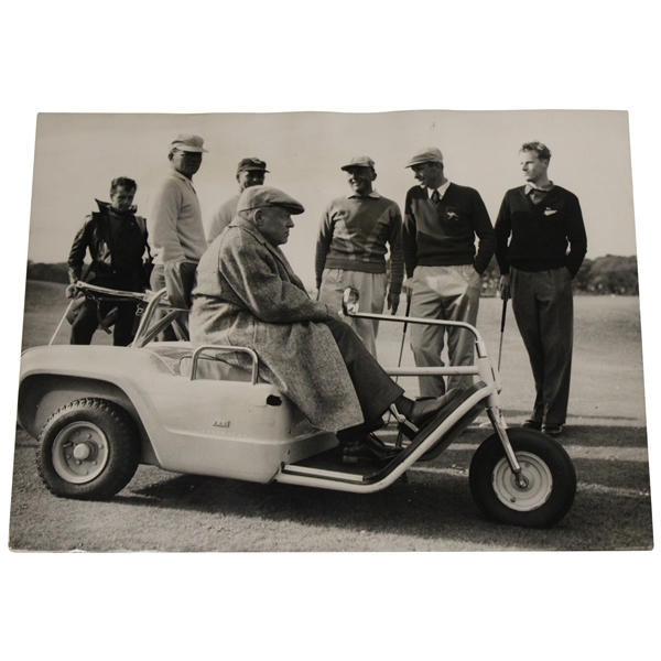 1958 World Amateur Championship Photo of Bobby Jones Siting In His Electric Wheelchair w/Six (6) Others