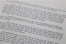 1958 Letter To Bobby Jones From Architect George W. Cobb w/ANGC Course Content