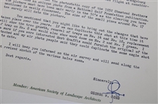 1958 Letter To Bobby Jones From Architect George W. Cobb w/ANGC Course Content