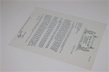 1958 Letter To Bobby Jones From Architect George W. Cobb w/ANGC Course Content