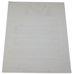1958 Letter To Bobby Jones From Architect George W. Cobb w/ANGC Course Content