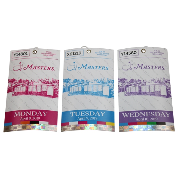 2019 Masters Tournament Monday, Tuesday & Wednesday Practice Round Tickets 