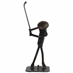 Roland Metal Art Golfer Statue Hitting Off A Tee