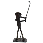 Roland Metal Art Golfer Statue Hitting Off A Tee