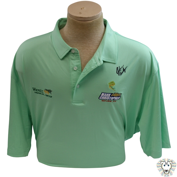 John Daly Signed Light Green Cool Fish Collared Shirt with Sponsors JSA ALOA