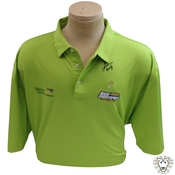 John Daly Signed Neon Green Cool Fish Collared Shirt with Sponsors JSA ALOA