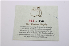 2015 Masters Ltd Ed Trophy Coin In Box with Card #313/350 - Jordan Spieth Win