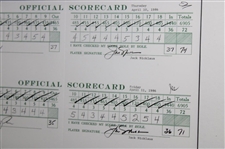 Jack Nicklaus Signed 1986 Masters Scorecard Display JSA ALOA