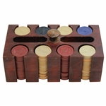 200 Clay Poker Chips With Golfers On Both Side With Wood Holder