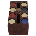 200 Clay Poker Chips With Golfers On Both Side With Wood Holder