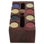 200 Clay Poker Chips With Golfers On Both Side With Wood Holder