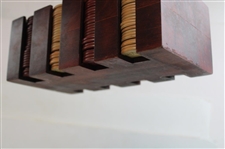 200 Clay Poker Chips With Golfers On Both Side With Wood Holder