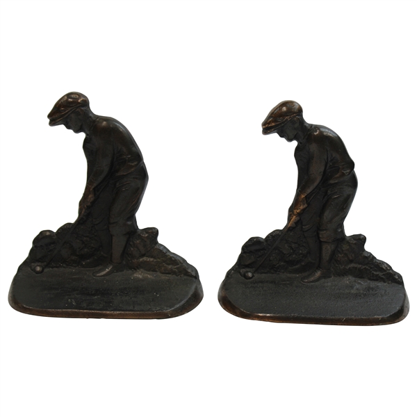 Vintage Knickered Golfer Figure Bookends 