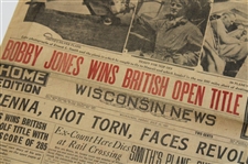 July 1927 Wisconsin News Headline Bobby Jones Wins British Open Title
