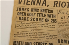 July 1927 Wisconsin News Headline Bobby Jones Wins British Open Title